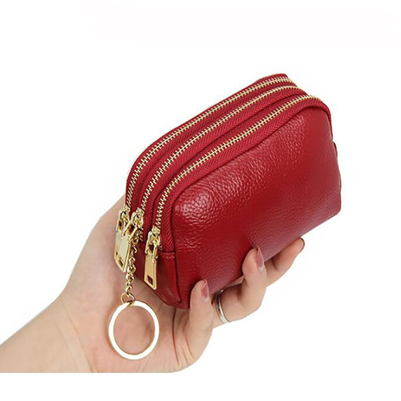 zxx 666 Leather Women Card Coin Key Holder Change Pouch Purse Mini Pocket Zipper Popular Small Money Bag Wallet High-capacity