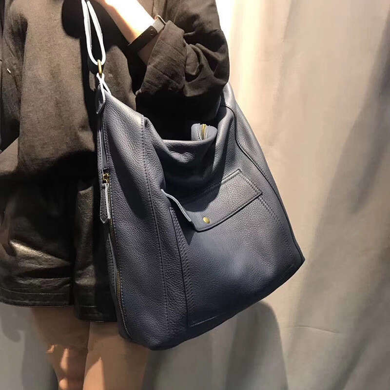 OLOEY The first layer of calfskin large capacity one-shoulder big leather all-match messenger shopping women's bag