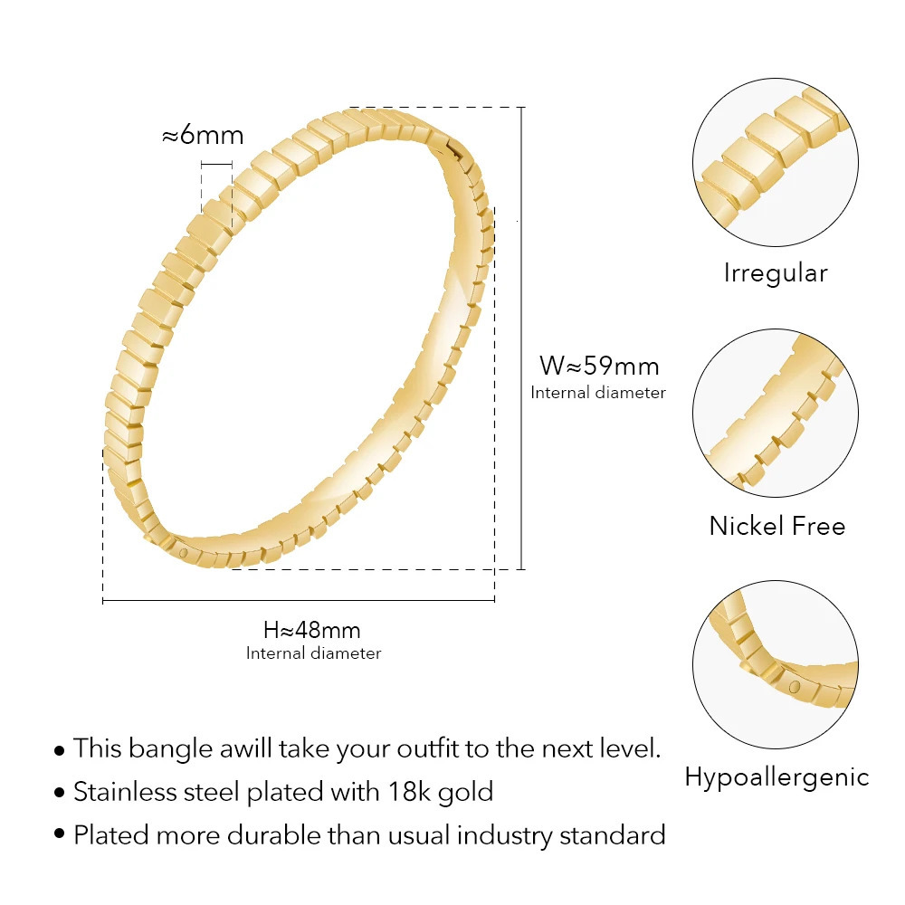 ENFASHION Pulseras Geometry Irregular Rectangle Cuff Bangle For Women 18K Gold Color Plated Cuff Bracelet Elegant Jewelry B2403 241106