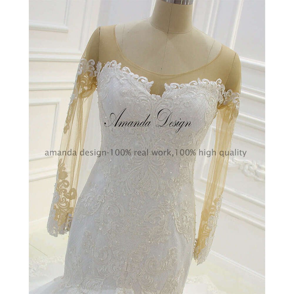 Amanda Design hochzeitskleid Lace Applique Mermaid Wedding Dress Long Sleeve