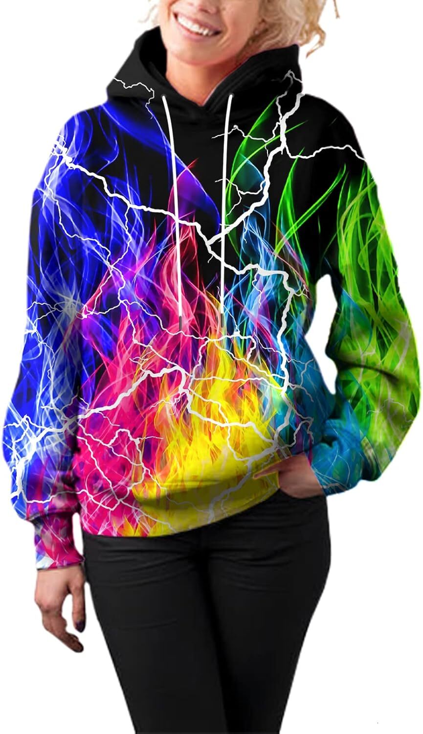 Hoodie for Unisex Novelty 3D Printed Hoodies Long Sleeve Sweatshirts for Men Women with Big Pockets Graphic Trendy colored patterns