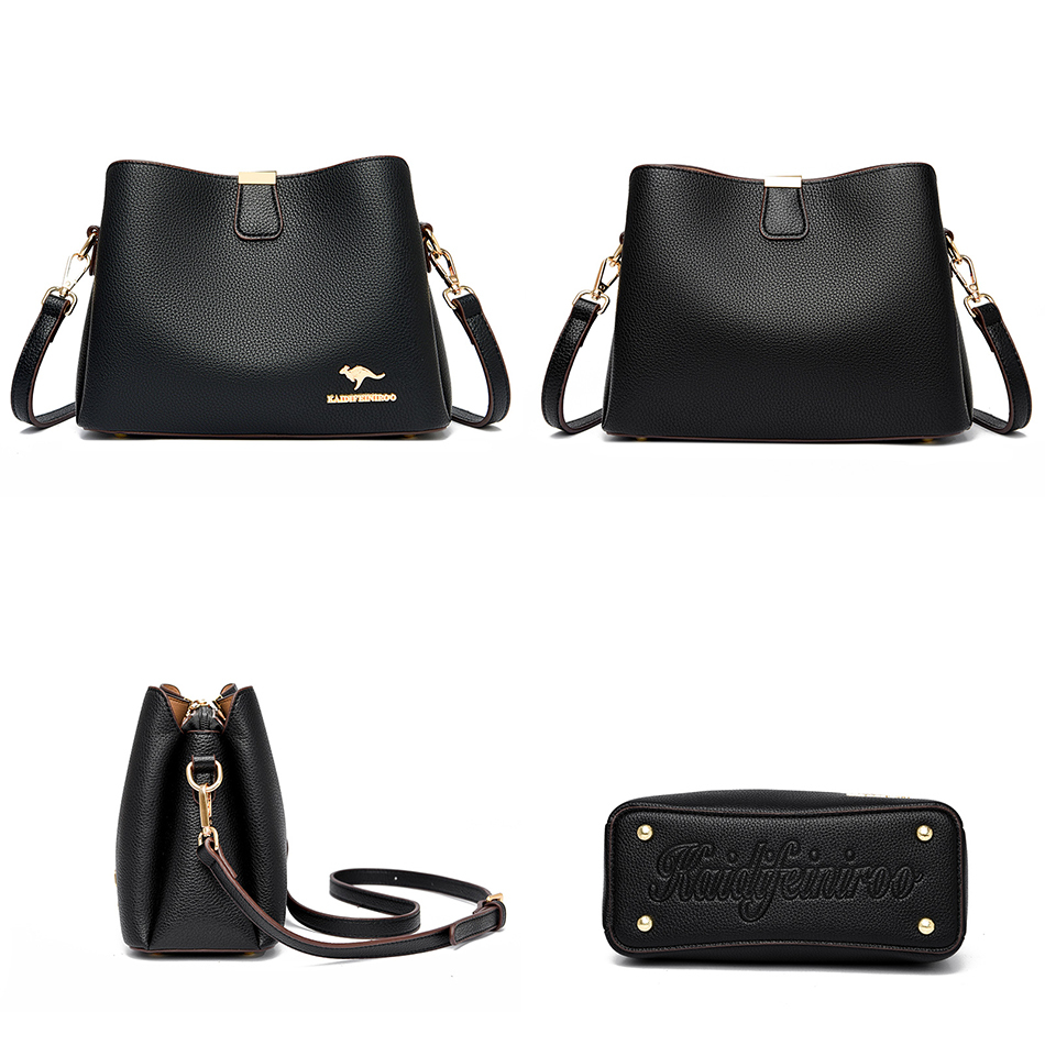 Luxury Designer High Quality Leather Women's Handbag Purses 3 Layers Multifunctional Ladies Shoulder Messenger Bags Sac Femme