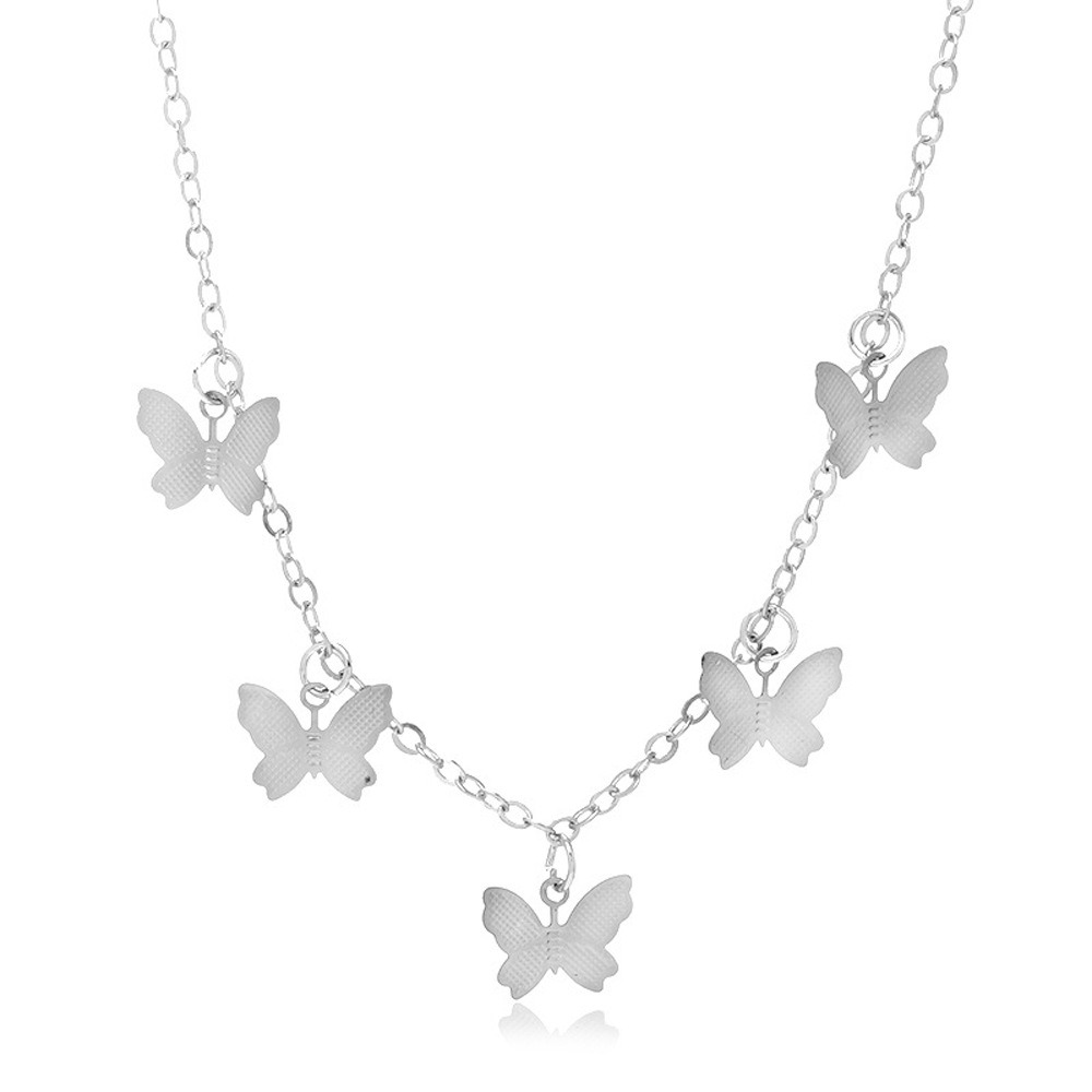 New Cross-border Hot Selling Accessories From Europe and America Simple and Personalized Metal Butterfly Tassel Pendant Short Necklace for Women