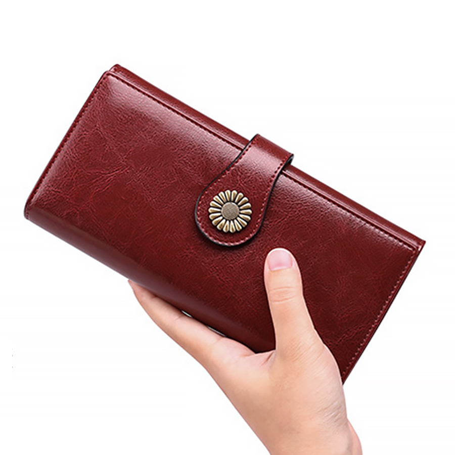 women's wallets genuine leather aesthetic Clutch bag girls RFID Anti theft brush folding Purse money Bag Coins Luxury Cardholder