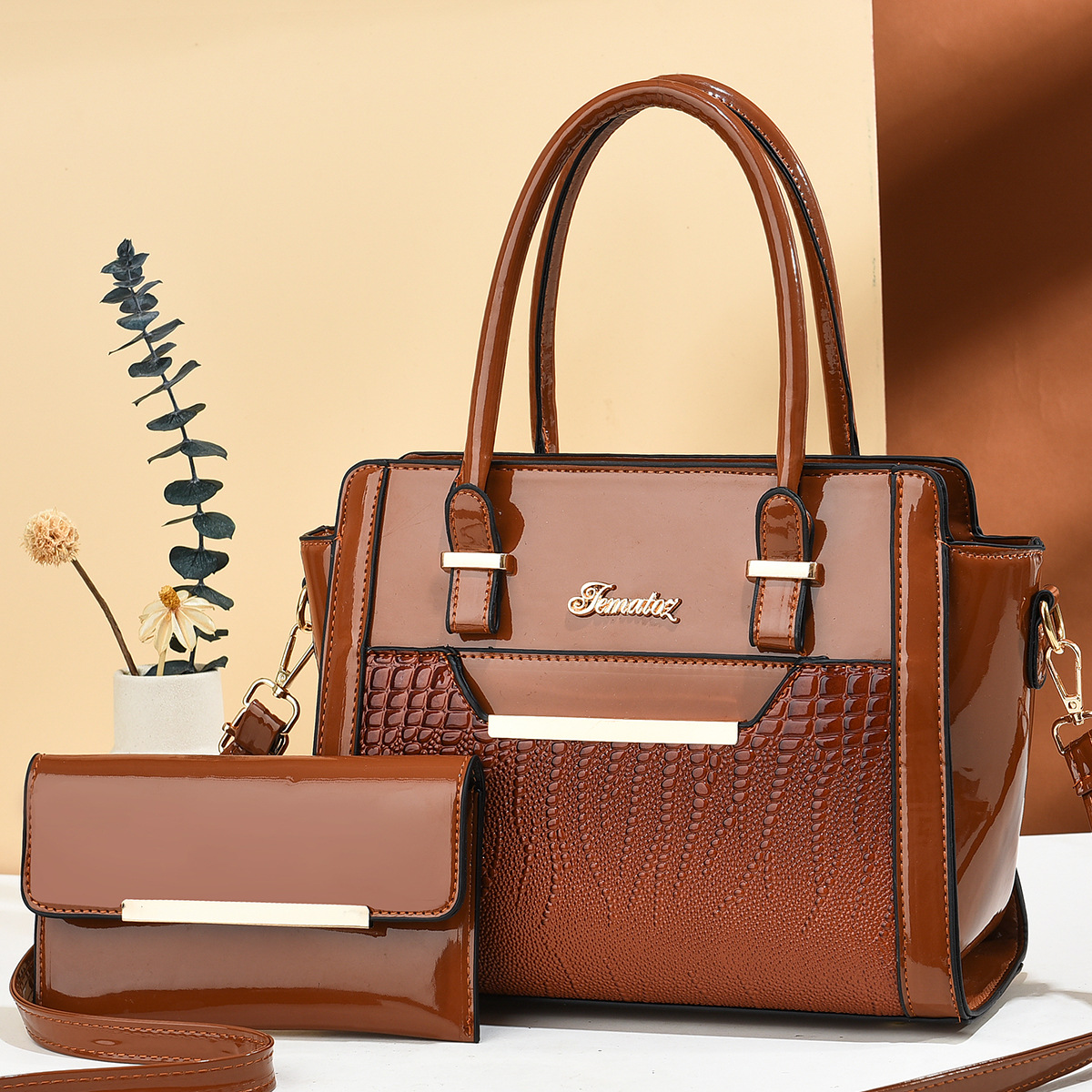 2psc Set Women Handbags Large Capacity Women Bag Ladies Leather Tote Shoulder Crossbody Bags Sac A Main Femme Luxe