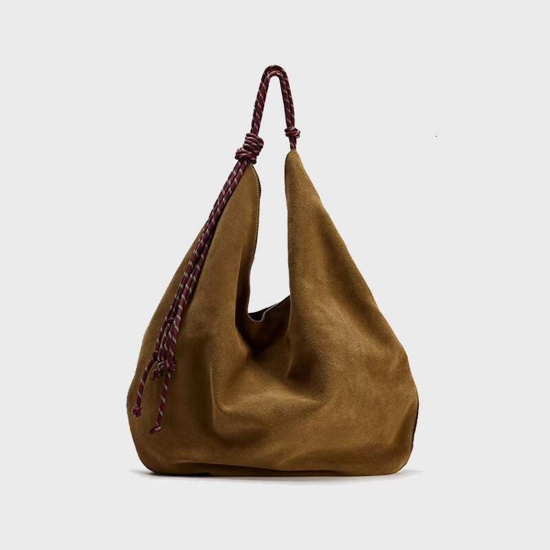 Women's Elegant Dark Brown Leather-Suede Tote by OLOEY Versatile Underarm Purse