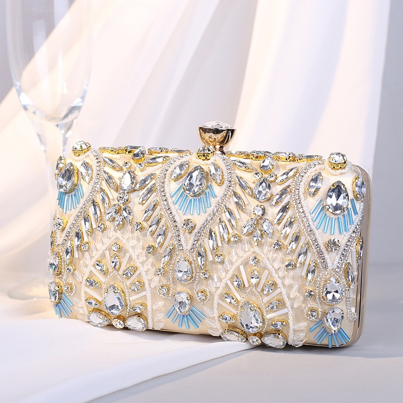 Women's Evening Clutch Bag Party Purse Luxury Wedding Clutch for Bridal Exquisite Crystal Ladies Handbag Gold Black Blue Wallet
