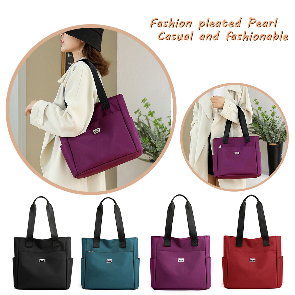 Female Hand Bag Nylon Commute Bag Multi-Pockets Large Capacity Casual Fashion Portable Simple Elegant for Weekend Vacation