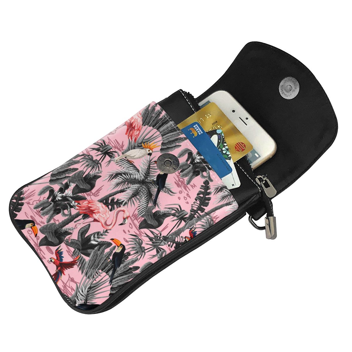 Tropical Plant Pattern Designers Women Messenger Bags Females Phone Bag Leather Crossbody Shoulder Bag Handbag Satchel