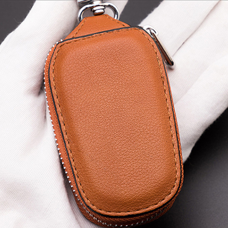 Car Keychain Covers Men Key Holder Leather Car Key Fob Shell Case Cover Holder Bag Pouch Wallet Protector Keychain Organizer