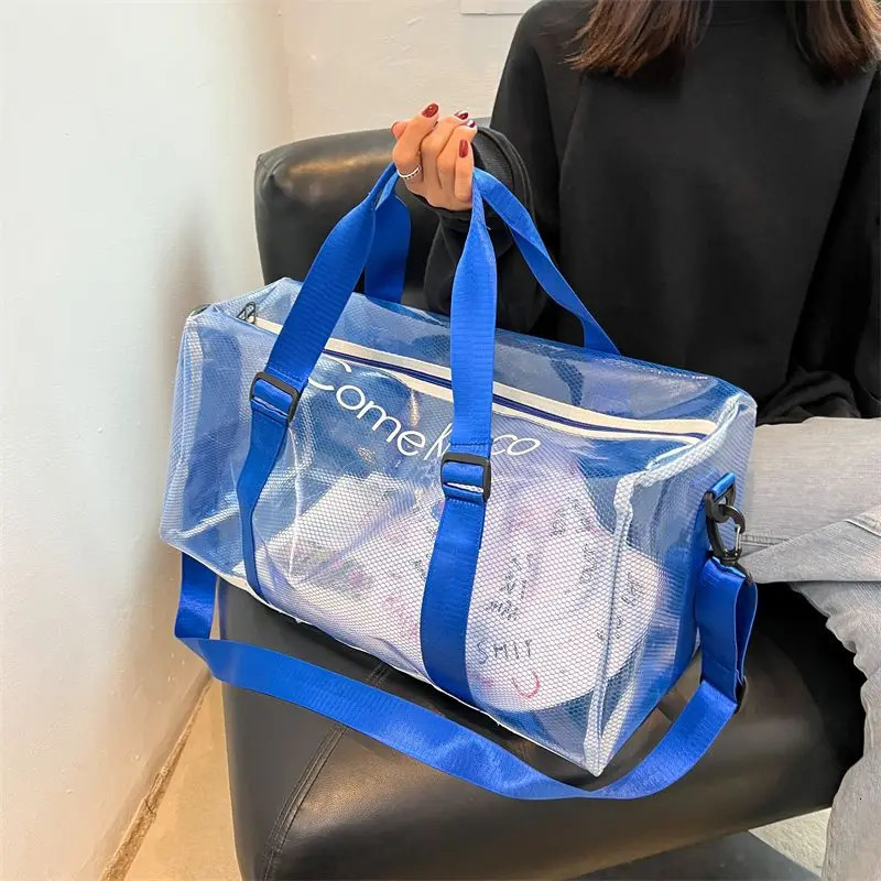 Summer beach bag transparent jelly bag waterproof womens handheld swimming PVC sports and fitness single shoulder travel bag 241106