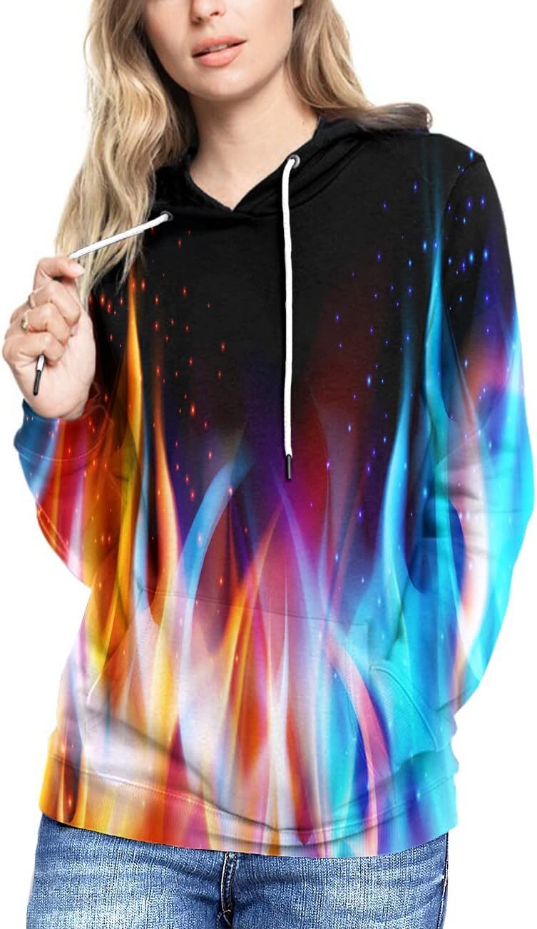 Hoodie for Mens Unisex 3D Printed Hoodies Casual Workout Hoodie Sweater Sweatshirt Graphic Hoodies sweatshirt Cool Orange Blue Pattern