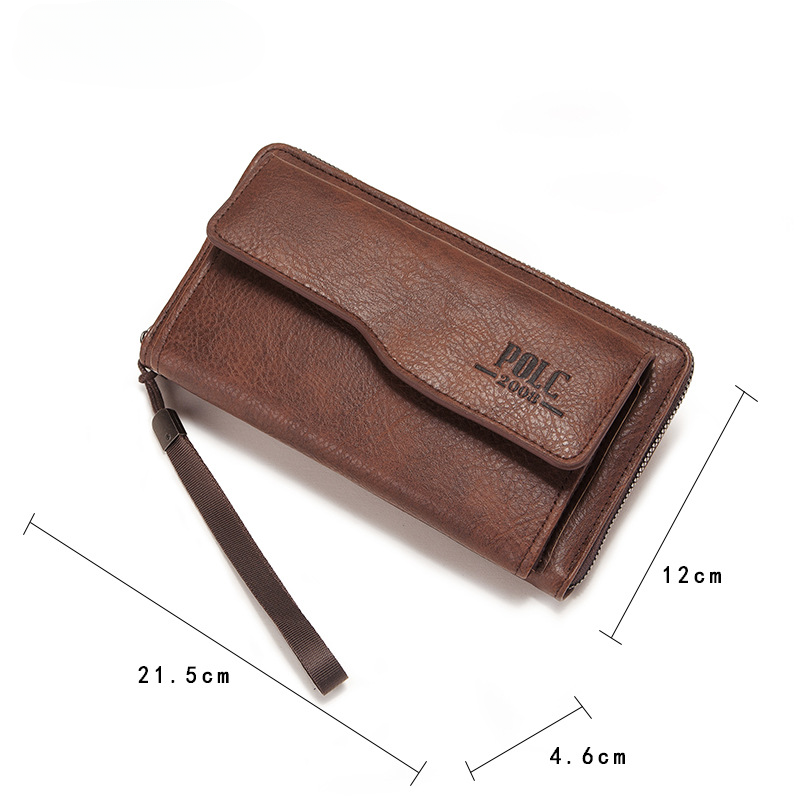 New Men's Wallet Long Fashion Soft Wallet Zipper Multi-card Money Clip Mobile Phone Bag Large Capacity PU Soft Leather Bag Purse