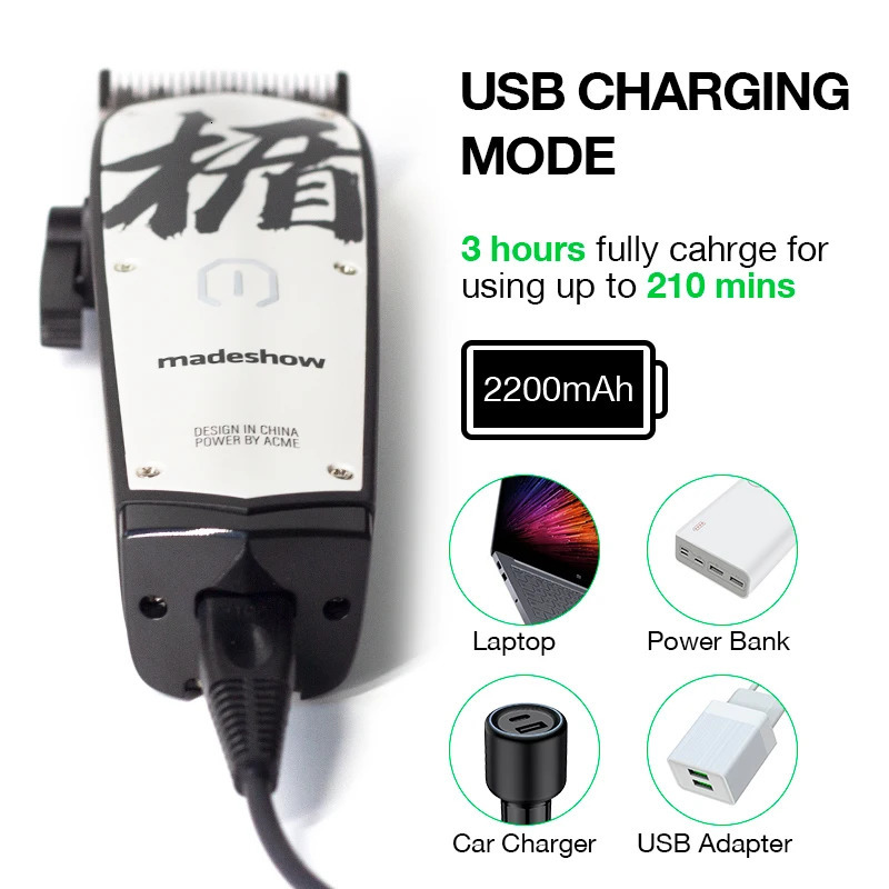 Madeshow m10 Hair Cutter Professional Oil Head Gradient Clipper Plated Ceramic Blade 7000rpm Salon Trimmer 241106