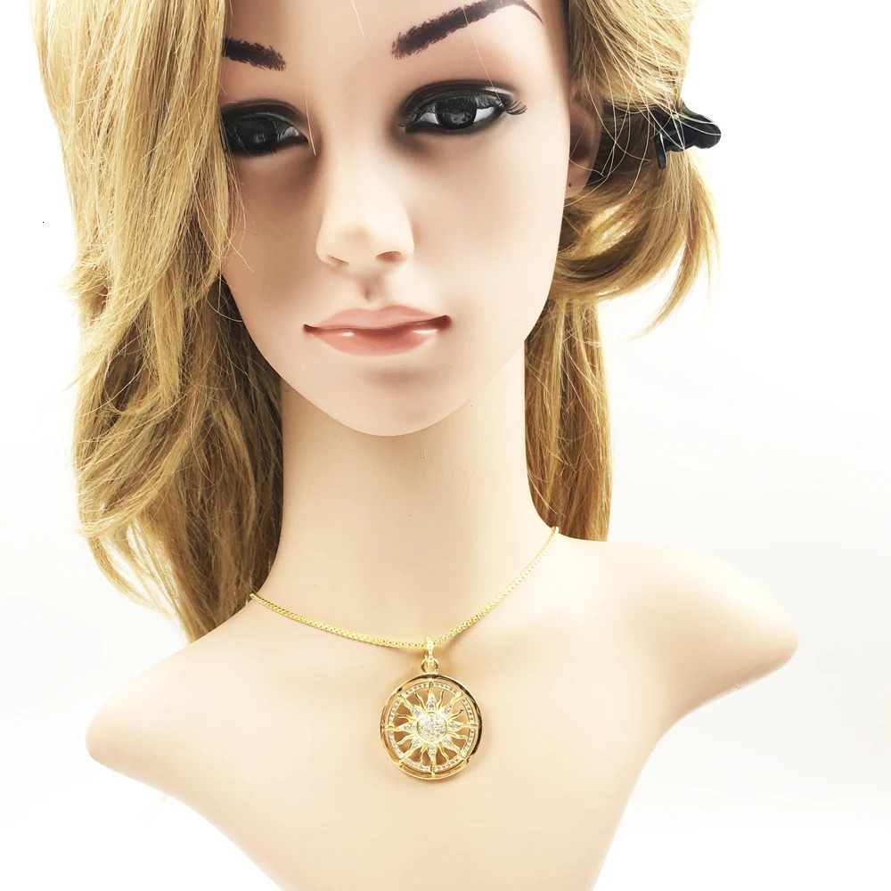 Necklace Gold Color Sun Link Chain Fashion Ethnic Jewelry Europe Style 925 Stering Silver Gift For Men Women 241106
