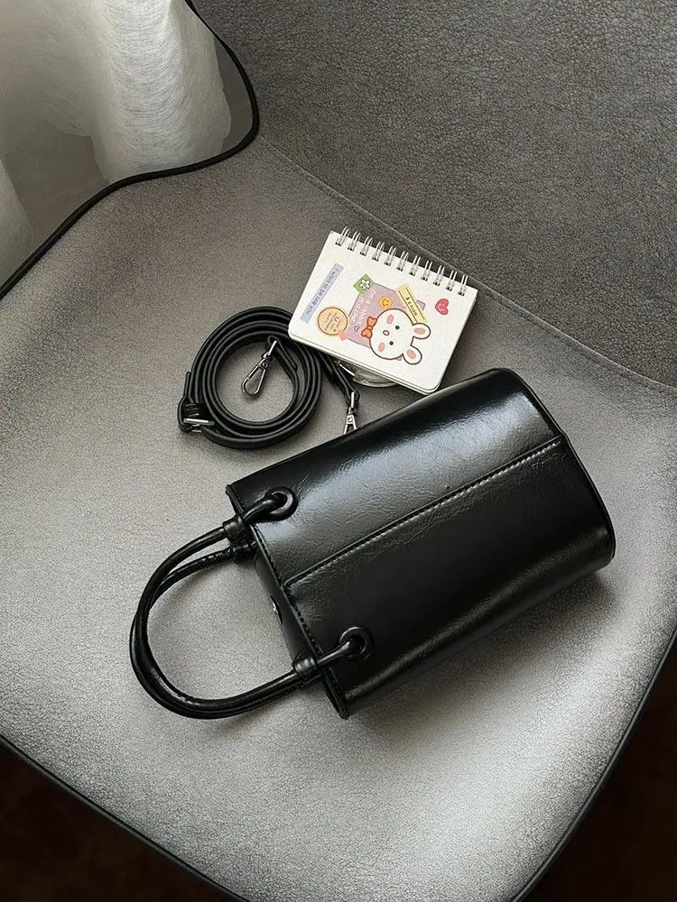 Miyagawa 2024 bucket bag retro shoulder fashion elegant womens cross body handheld casual bag 241107