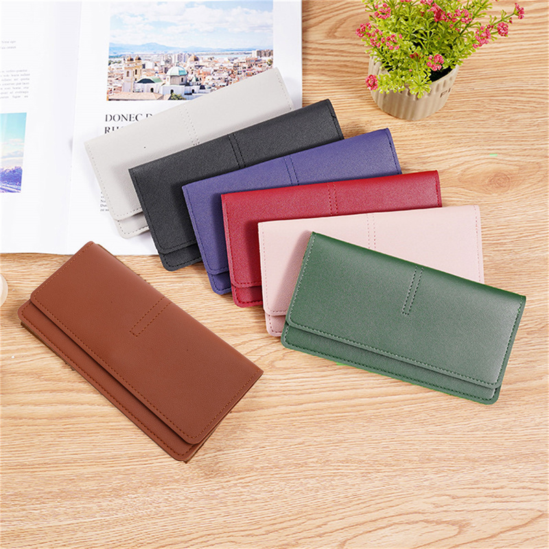 Thin Multi-Card Coin Pouch Ladies PU Long Section Multifunctional Wallet Simple Clutch Bag Multi Card Position Coin Purse