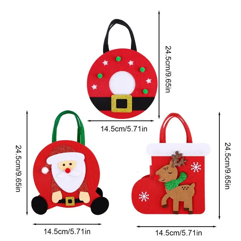 Reusable Christmas Candy Bag for Children Decorating Santa Claus with Chocolate Handle 241107