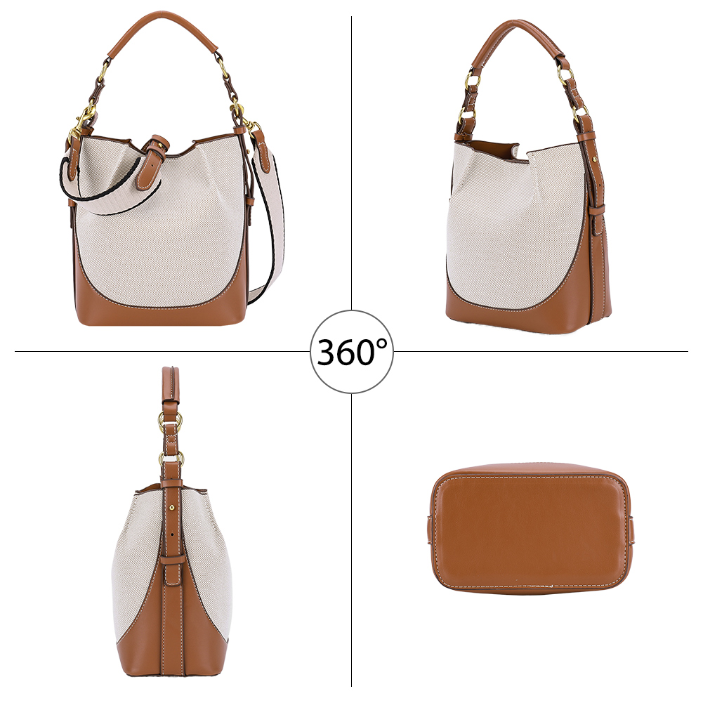 Women PU Bucket Bag Single Shoulder Bag Large Capacity Chic Hobo Bag Adjustable Strap Stylish Crossbody Bag for Outdoor Travel