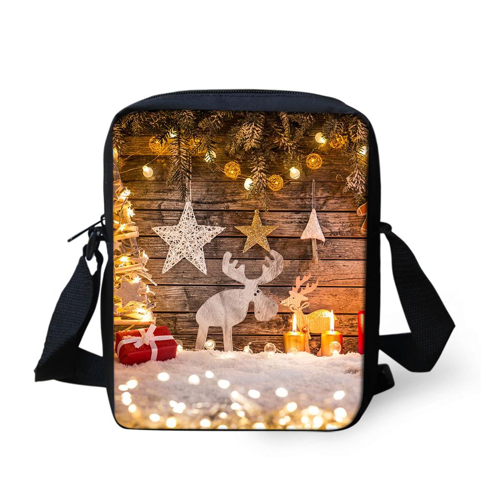 Christmas Moose Snowflake Print Shoulder Messenger Book Bag Coin Purse Kids Crossbody Schoolbag Girls Book Bags Mochila