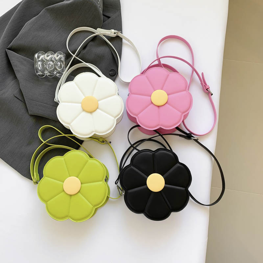 Flower Shaped Fashion Handbag PU Leather Top Handle Bag Cute Shoulder Purse with Double Zipper for Women and Girls