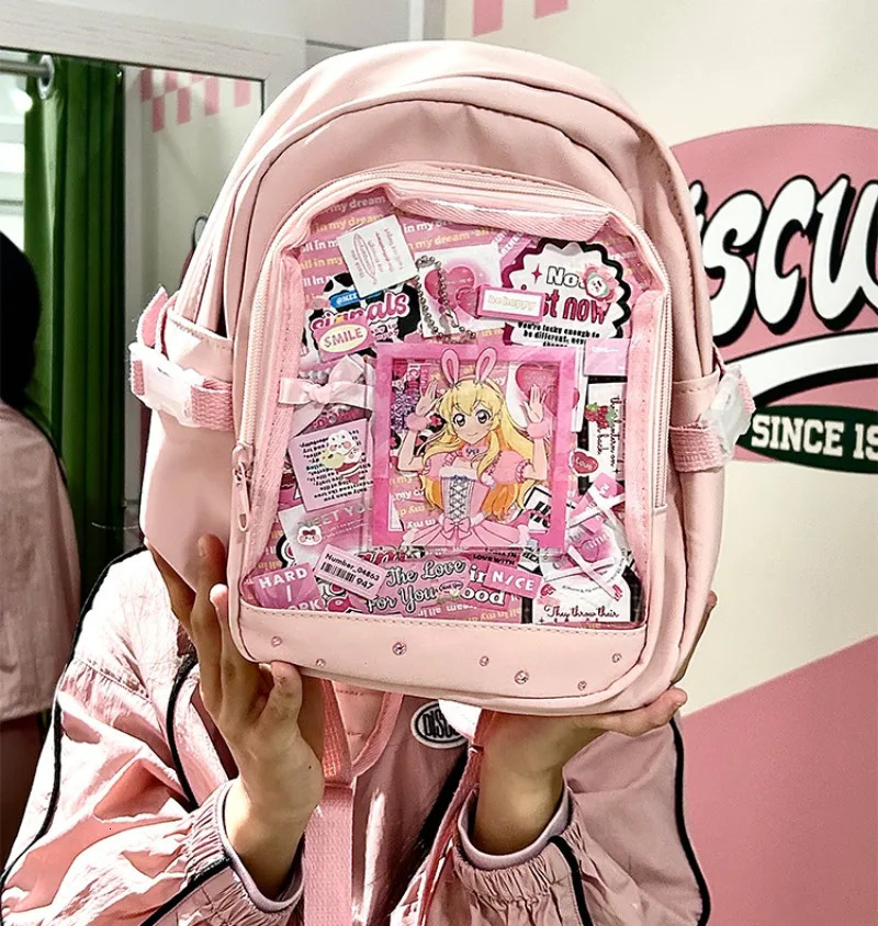2024 Spring Ita Bag Sweet Transparent Backpack Canvas Japanese Women Cute Display School Bag Simple 241107