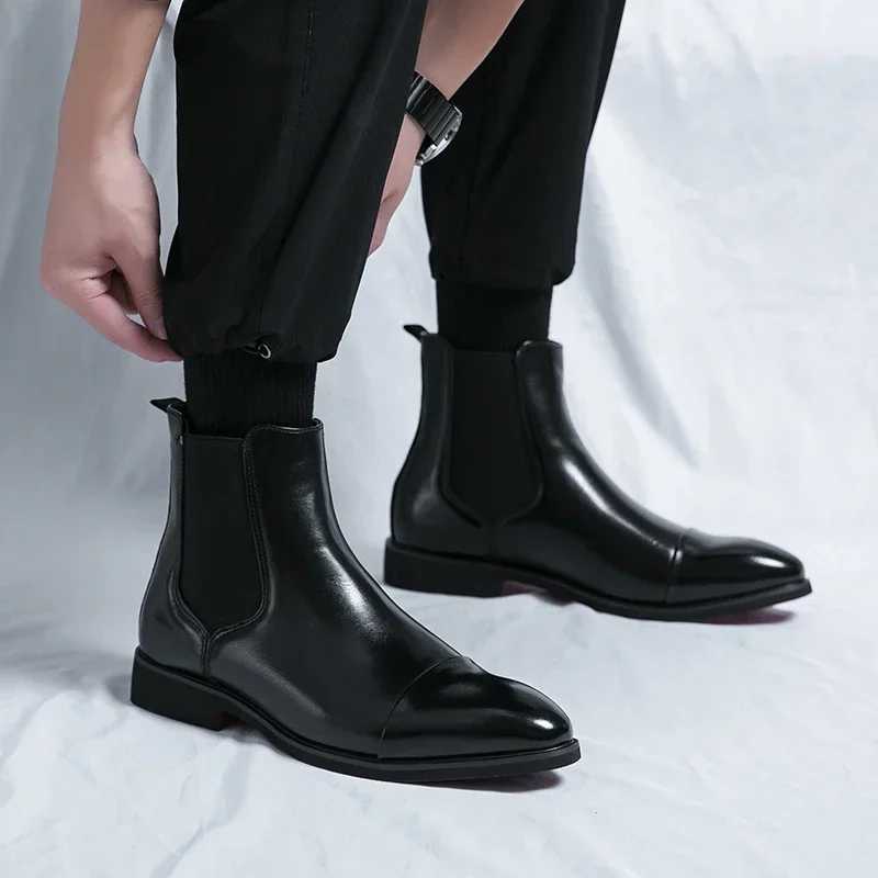 New Red Bottom Square Dress Shoes Business Designer Mens Ankle Boots 38-47