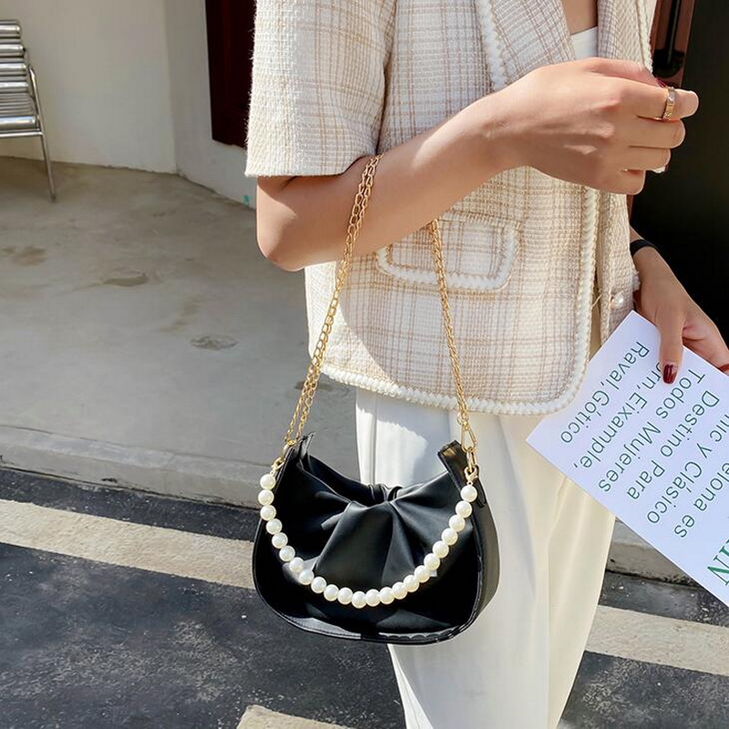 2021 new cloud bag fashion pearl bag women summer simple chain cross-body bag INS armpit bag