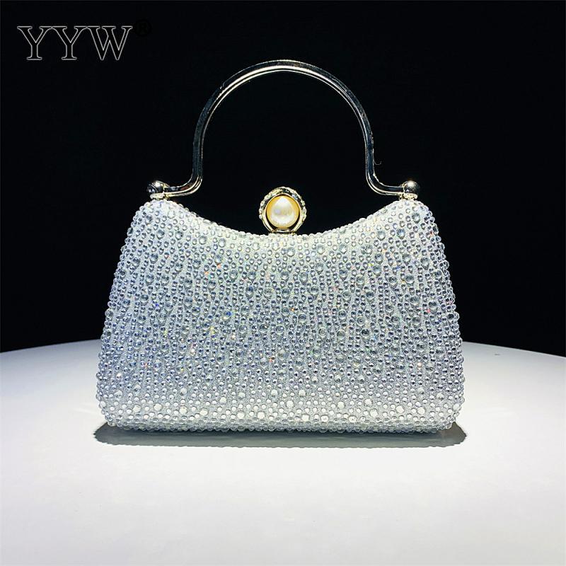 Wedding Purse 2023 Women Small Bag Bags Evening Handbags Diamonds Luxury Designer Metal Ring Handle Shiny Crystal Purse Party