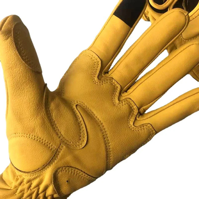 Retro Sheepskin breathable leather motorcycle gloves racing gloves mens motorcycle off-road winter and summer gloves full/half finger gloves 241106