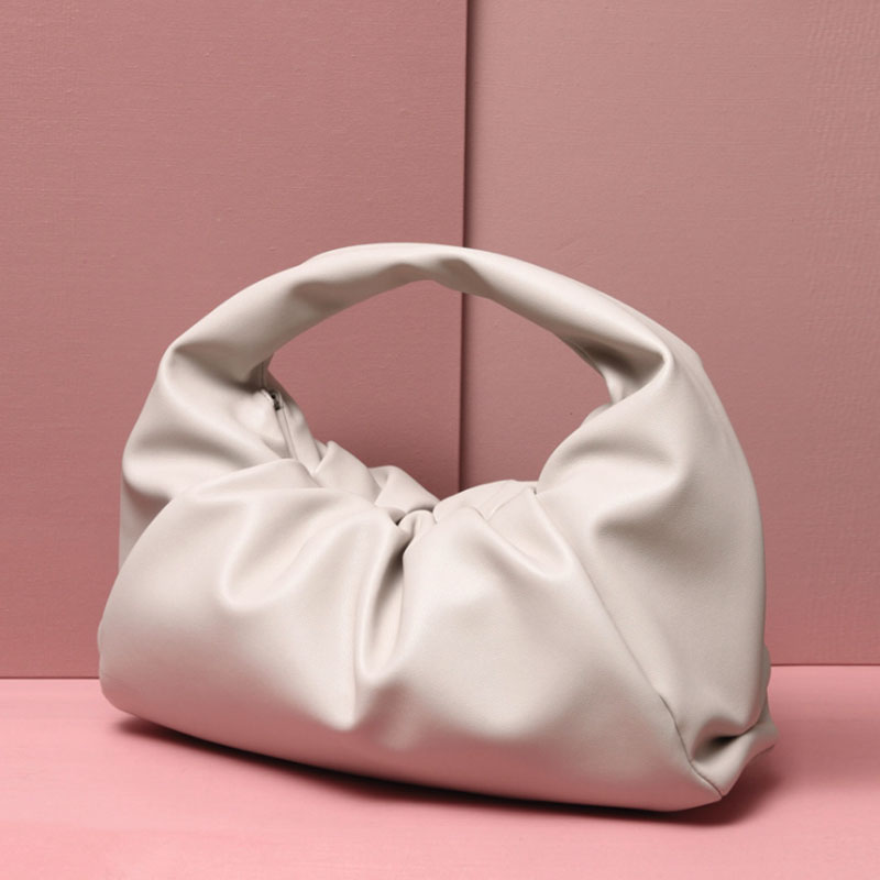 Monogrammed Letters Pouch Genuine Soft Leather Women Cloud Bag New Handbag Fashion Hand Purse Clutch Bag Dumpling Shoulder Bag