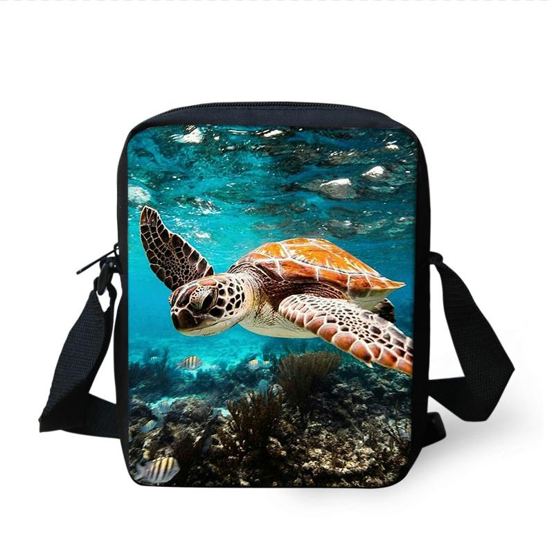3D Sea Turtle Pattern Messenger Bags Kids Bookbag Teenager Crossbody Bag for Children Students Mini Shoulder Bag Custom