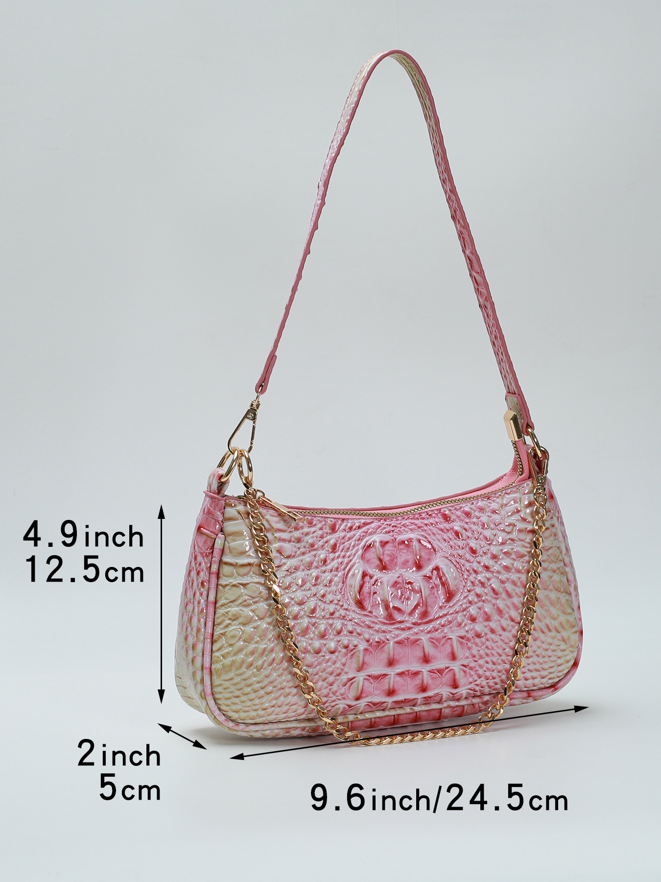 Artificial Leather Embossed Crocodile Pattern Crescent Shoulder Bag For Women Y2K Small Clutch Purse Cute Underarm Bag