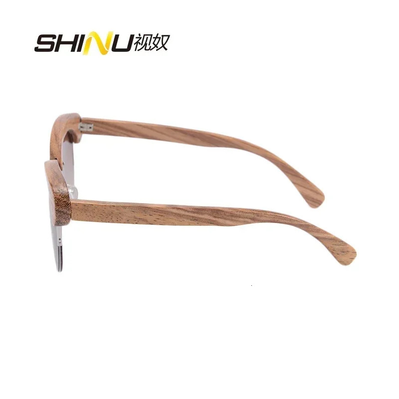 Shinu Brnad Half Wooden Frame Sunglasses Womens Fashion Glasses UV400 Mirror Glasses CR39 Resin Lens Ochiali Leather Sole 6097 241106