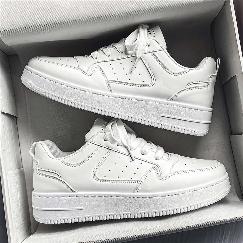 Men's spring brand high-end leather sports small white men's casual board soft versatile thick sole trendy shoes