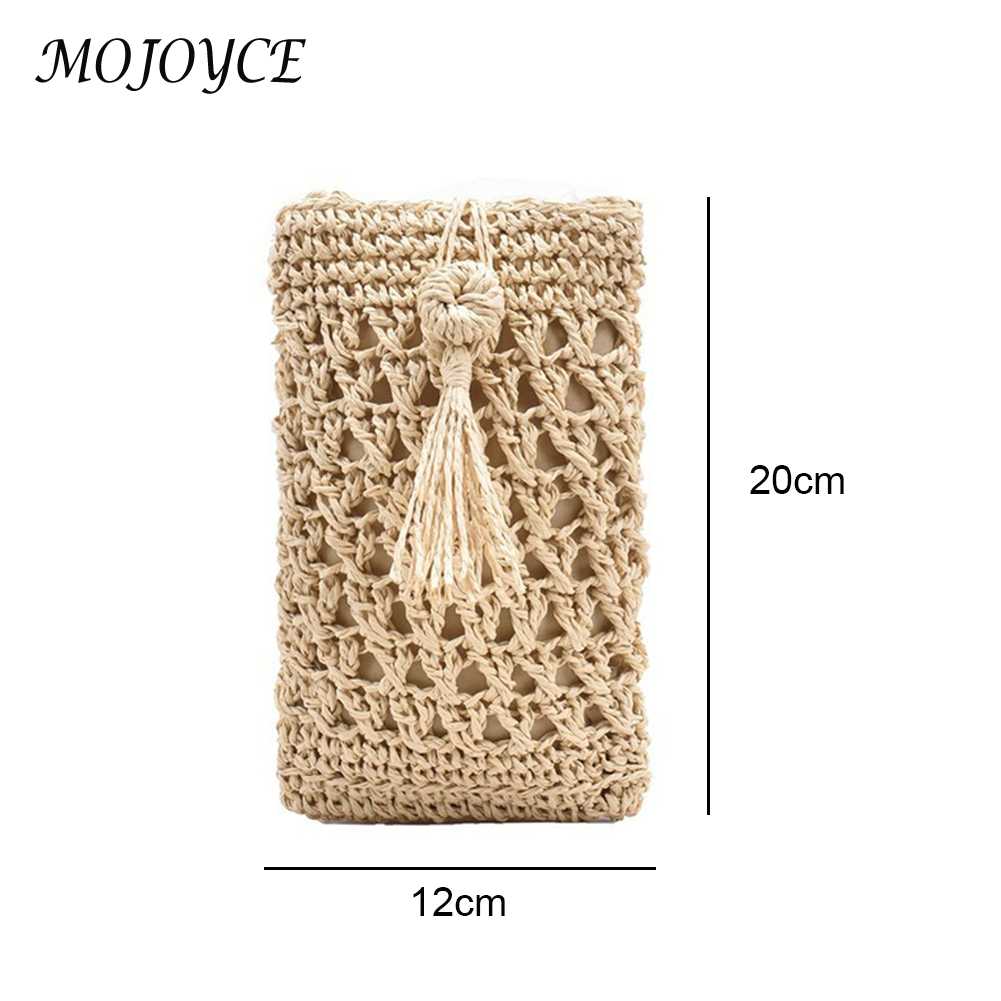Ladies Straw Cell Phone Bags Women's Daily Travel Fashion Retro Leisure Small Purse For Ladies Travel Holiday Shoulder Bags