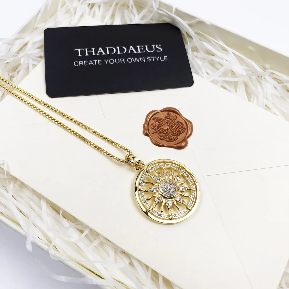 Necklace Gold Color Sun Link Chain Fashion Ethnic Jewelry Europe Style 925 Stering Silver Gift For Men Women 241106