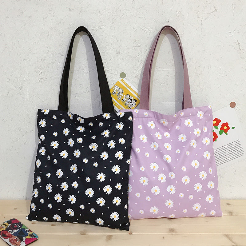 Female All-match Shopping Bag Casual Tote Vintage Daisy Flower Women Large Shoulder Bags Student Girls Daily Books Handbags