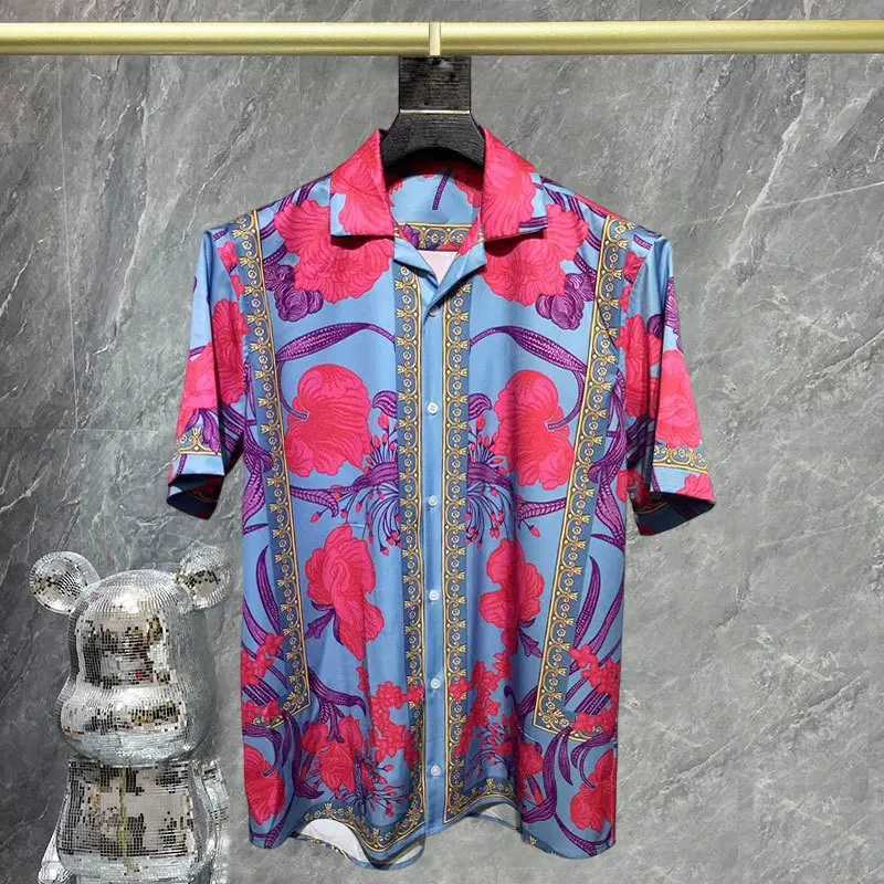 Men's T-Shirts Retro Court Colorful Contrast Print Mens Short sleeved Street Clothing Summer Hawaii Casual Shirt Mens Street Chemical Mens J24040