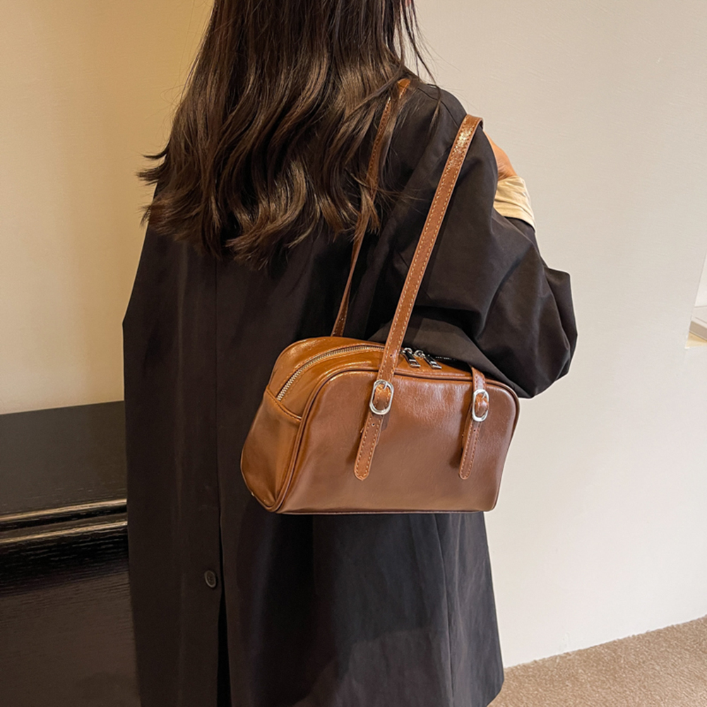 Women Boston Shoulder Bag Solid Color Fashion Handbag with Adjustable Strap Crossbody Bag Underarm Bag for Work Shopping Travel