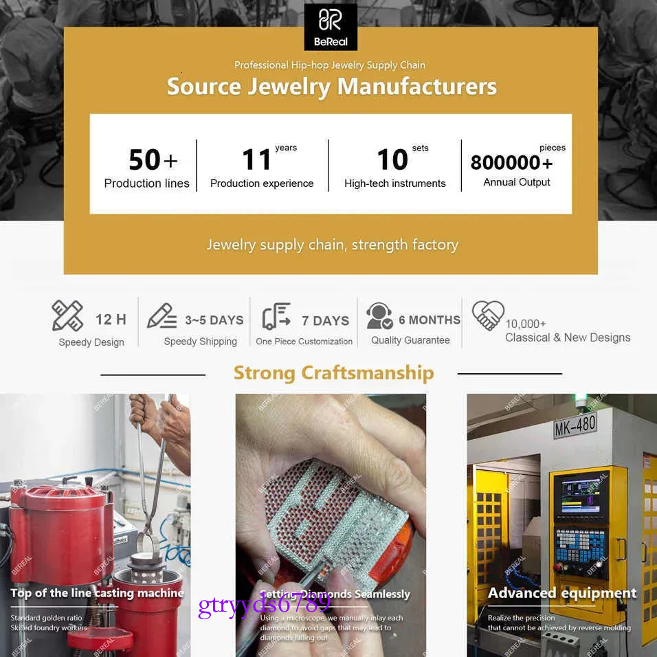 designer Pass Dia Tester VVS Ice Out Moissanite Coffee Beans Cuban k Chain 8mm Bracelet Sier Fine Jewelry for Man Woman