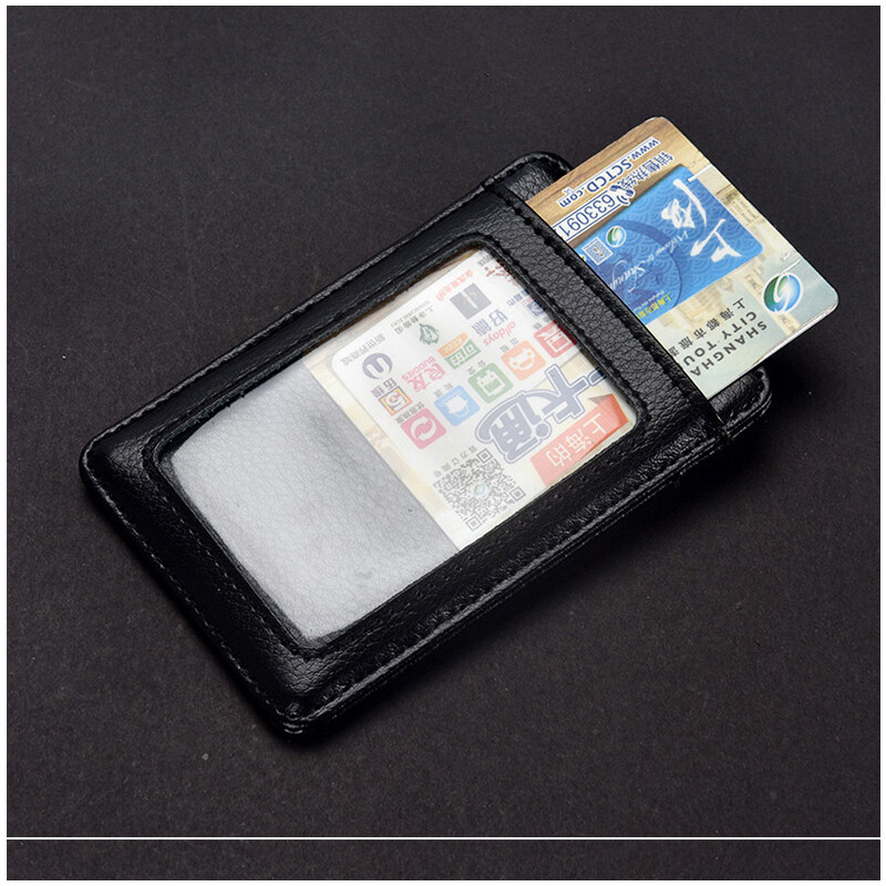 New Genuine leather Business Work Card Holder ID Badge Holders ID Chest Cards Name Tag Case Office Supplies with Nylon Lanyard