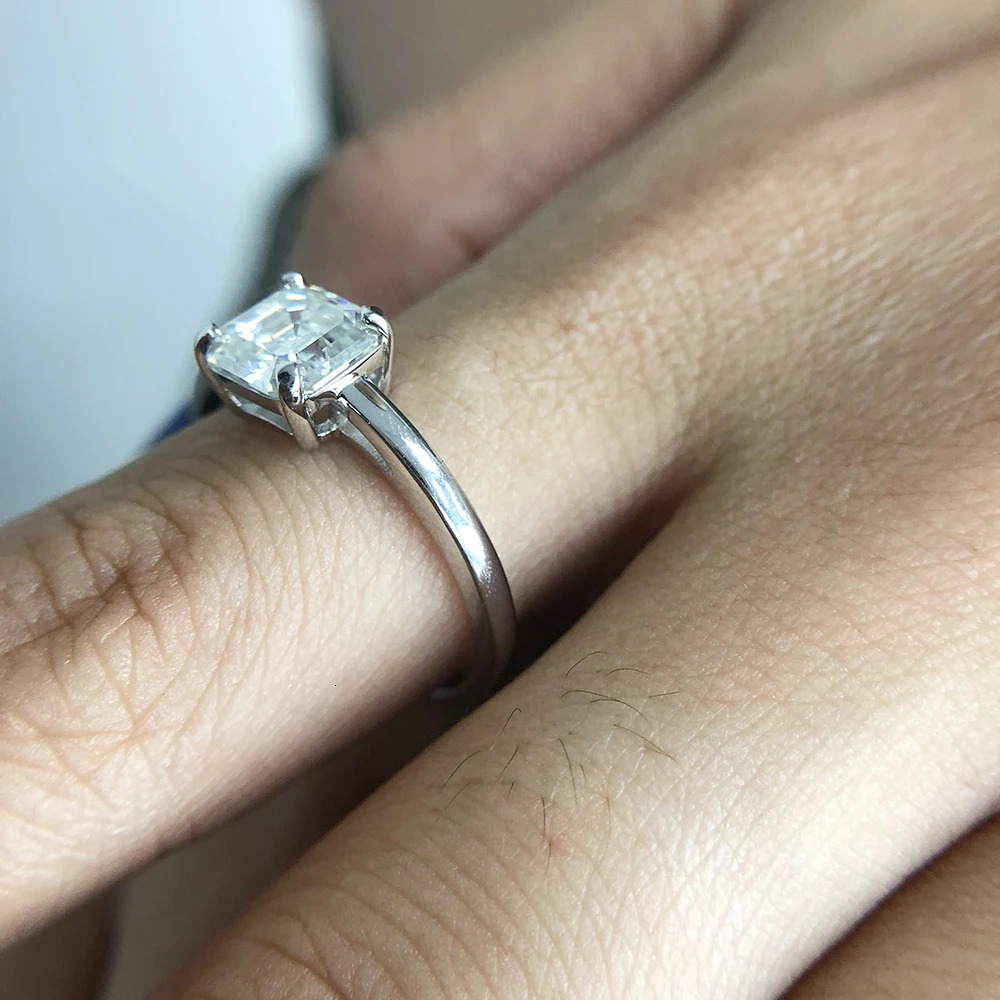 1CT Asscher Cut CVD HPHT laboratory grown diamond ring set DEF color excellent matching with ring for women 14k white gold and IGI 241106