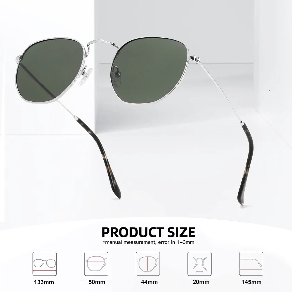 Fashion polarized sunglasses mens fashion metal square hexagonal sunglasses UV resistant driving lenses glasses 241106
