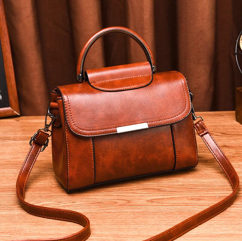 New 2020 oilskin single-shoulder handbag PU pure color small square bag sac a main ladies hand bags sac main femme bolsos mujer