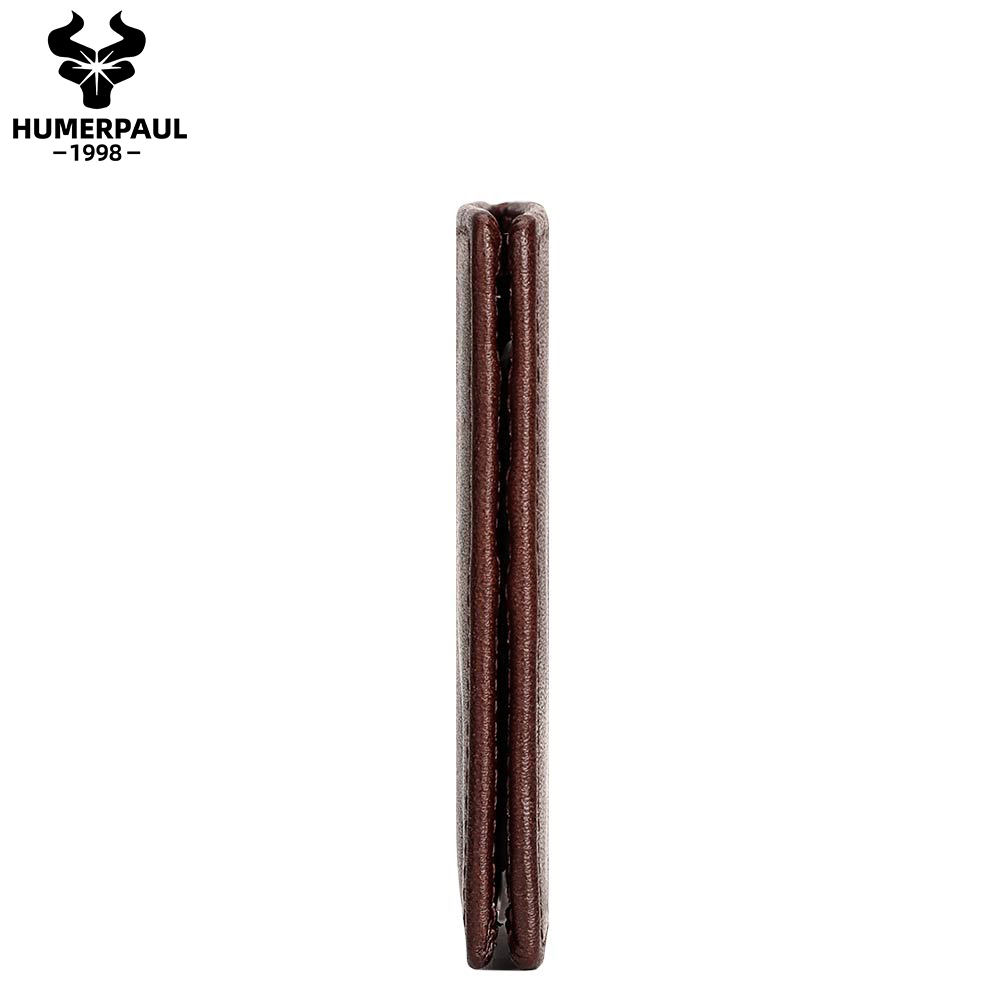 Ultra-thin Men's Money Clip Wallet Vintage Genuine Leather Bifold Card Holder Purse Mini High Quality Male Money Purse Cartera