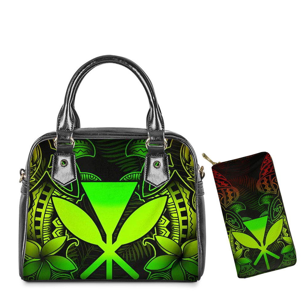 Gradient Traditional Tribal Pattern Handbags Kanaka Maoli Zipper Leather Shoulder Messenger Bolsa Ladies Elegant Bags