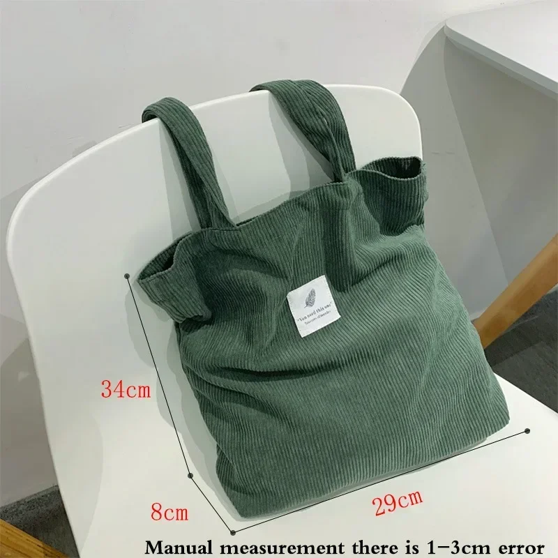 Corduroy Totes Book Phone Storage Bags Women Shoulder Bag Female Soft Environmental Reusable Girls Handbag Shopper Shopping case