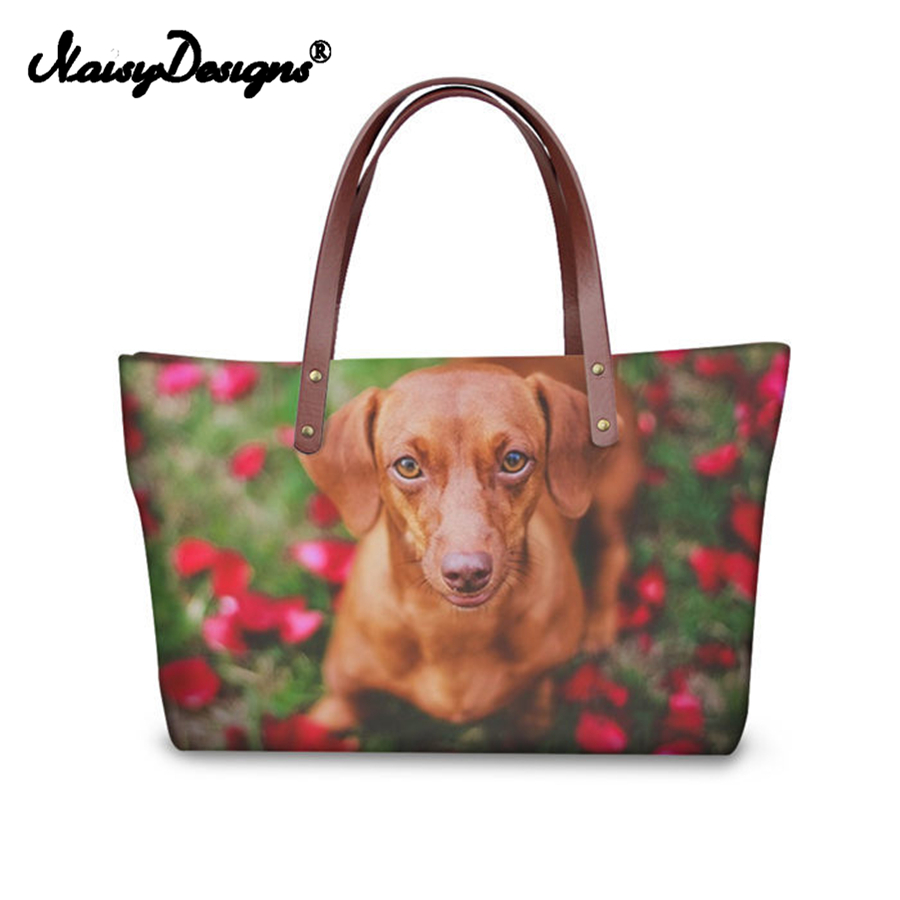 Noisydesigns Dachshund Pattern 2022 Fashion Girl Messenger Tote Bags Handbag Crossbody For Women Long Zipper PU Wallet Female
