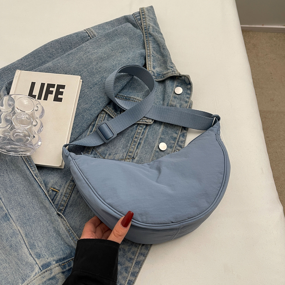 Women Half Moon Underarm Bag Solid Color Crossbody Crescent Bag Simple Satchel Bag Adjustable Strap for Vacation Party